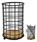 Porta Talher Redondo - Escorredor Aramado Metal Preto Madeira - Imagem 7