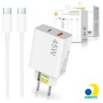 Carregador de Celular Turbo 45W PD USB com Cabo Type-C 1M LEHMOX - LE-405 A+C
