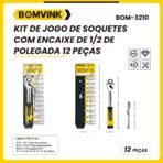 Kit de jogo de soquetes com encaie de 1/2 de polegadas 12 peças - Imagem 3