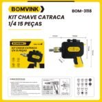 Kit chave de catraca 1/4 15 peças - Imagem 3
