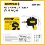 Kit chave de catraca 1/4 15 peças