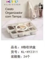 Cesto organizador com tampa | 8 gavetinhas
