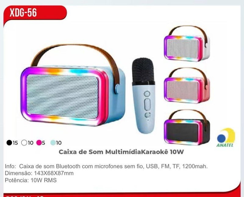 Caixa de Som Bluetooth com Microfone Sem Fio RGB Portátil 10W Radio FM USB Aux Xtrad-1330046331 Caixa de Som Bluetooth com Microfone Sem Fio RGB Portátil 10W Radio FM USB Aux Xtrad - Imagem 1