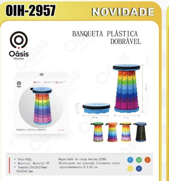 Banco Retrátil Colorido Portátil Multiuso Altura Ajustável-602947570 Banco Retrátil Colorido Portátil Multiuso Altura Ajustável - Imagem 1
