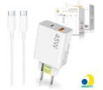 Carregador de Celular Turbo 45W PD USB com cabo Type-C 1 Metro LEHMOX - LE-407 A+C