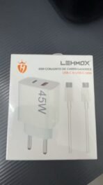Carregador de Celular Turbo 45W PD USB com cabo Type-C 1 Metro LEHMOX - LE-407 A+C - Imagem 2