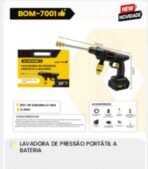 Lavadora De Pressão Portátil | Bateria | Bom-7001