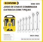 Jogo de chave combinada com catraca 8 a 19 mm com 7 peças | BOM-3213