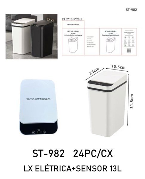 Lixeira elétrica C/ Sensor 13L-1360998961 Lixeira elétrica C/ Sensor 13L - Imagem 1