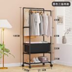 Arara Cabideiro Para Roupa Cabides Sapateira Multiuso - Preto - Imagem 2