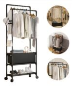 Arara Cabideiro Para Roupa Cabides Sapateira Multiuso - Preto